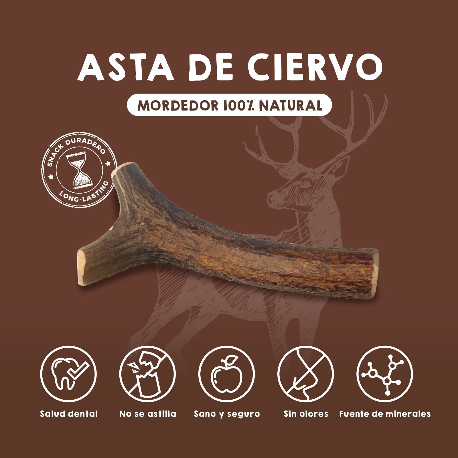 MAIKAI Asta de Ciervo para Perros - Pack de 2 uds - Mordedor Perro Resistente - Huesos para Perros, , large Imagen numero 3