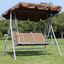Outsunny Balancín Jardín Exterior Columpio Exterior de 3 Plazas con Toldo Ajustable Respaldo Transpirable y Marco de Metal para Terraza Balcón Carga 240 kg 171x108x154 cm Marrón, , large indicador imagen numero 2