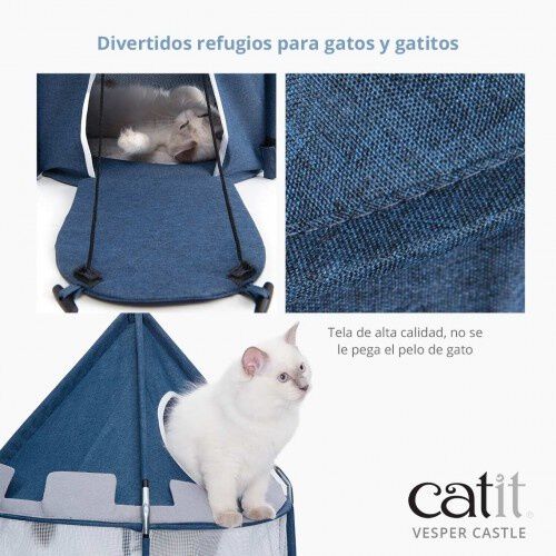 Cat it vesper cama en forma de castillo plegable azul para gatos thumbnail