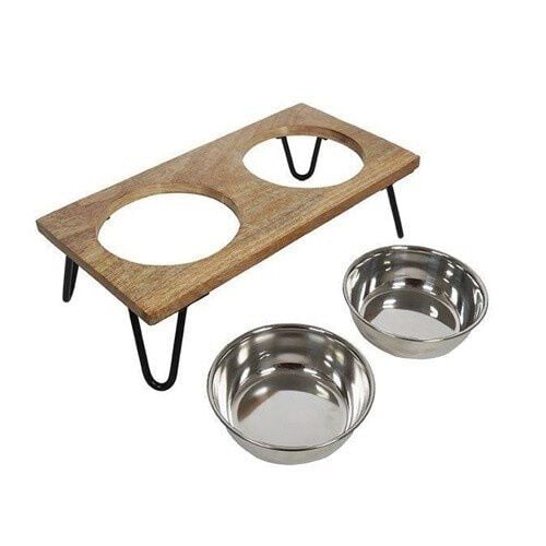 Rosewood Comedero Doble Elevado Beige para perros
