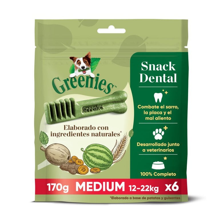 6 barritas Greenies Medium Snacks Dentales Naturales para perros medianos