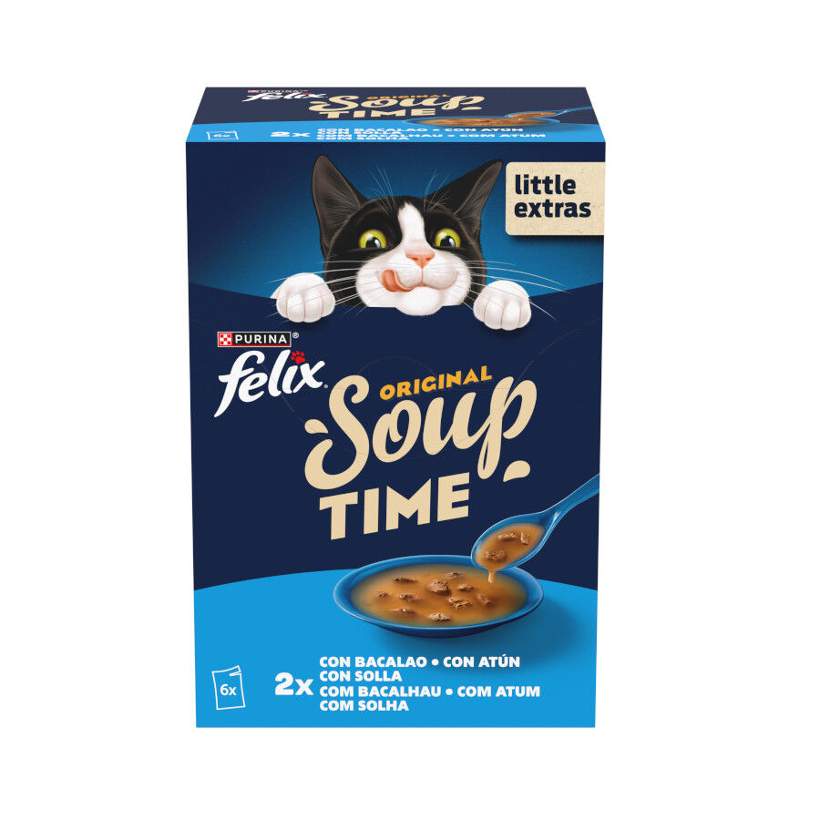 6 x 48 g Felix Cat Sopa de Bacalao At&uacute;n y Solla para gatos, , large Imagen numero 1
