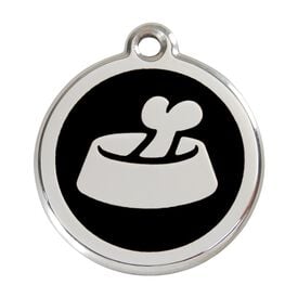 Red dingo Placa identificativa Acero Inoxidable Esmalte Hueso en Cuenco Negro para perros