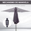 Outsunny Sombrilla para Jardín Ø260x235 cm Parasol de Aluminio con Reclinable con Manivela y 6 Varillas para Terraza Exterior Balcón Gris, , large indicador imagen numero 5