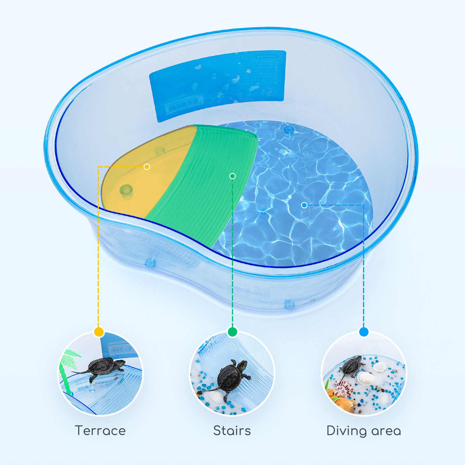 Nobleza - Acuario para Tortugas con Palmera, Terrario de Pl&aacute;stico, L32.5*W23.5*H13CM, , large Imagen numero 2