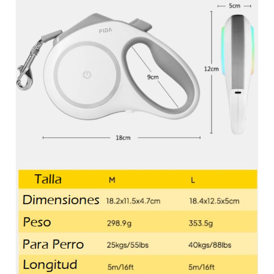 Correa extensible con LED para perro FIDA LED LEASH, , large Imagen numero 3