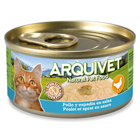 Arquivet Pack 24 Latas de Pollo en salsa con espadín para perros
