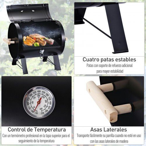Barbacoa de Carb&oacute;n de Sobremesa Compacta con Term&oacute;metro y Asas, , large Imagen numero 4
