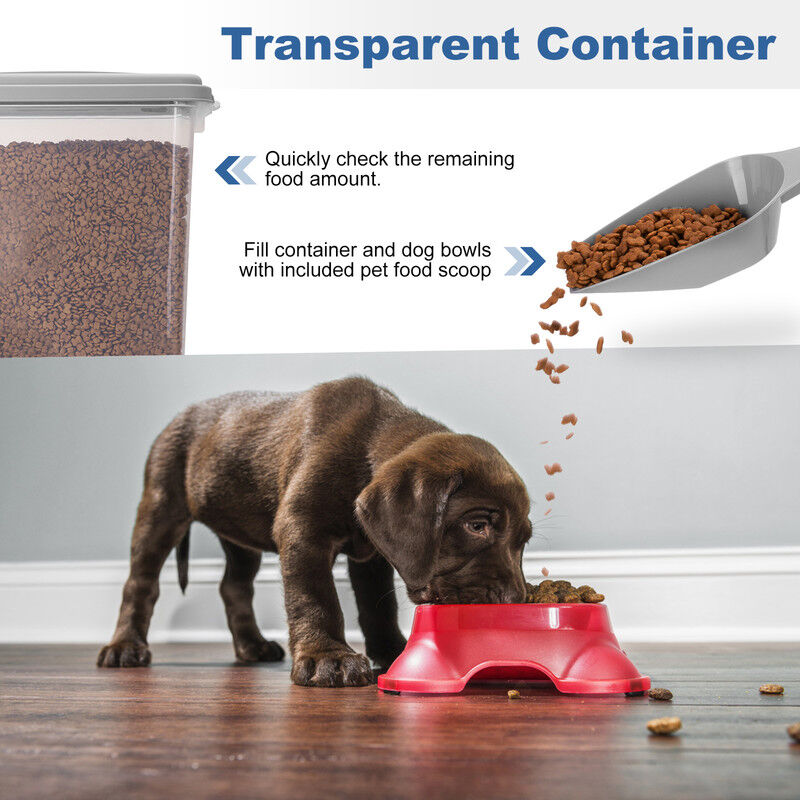 Nobleza 2-Pack Contenedor de Comida para Mascotas 30L &ndash; Herm&eacute;tico con Ruedas, Tapa Abatible, Cuerpo Transparente &ndash; Almacena Pienso de Perros y Gatos &ndash; Incluye Pala &ndash; Gris, , large Imagen numero 3
