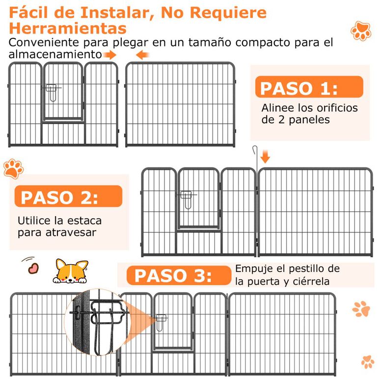 COSTWAY Parque Plegable de Metal Negro para Perros y Gatos thumbnail