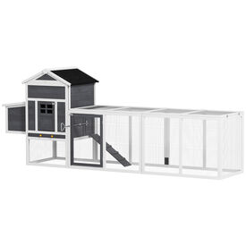 PawHut Gallinero para Exterior Blanco y Gris