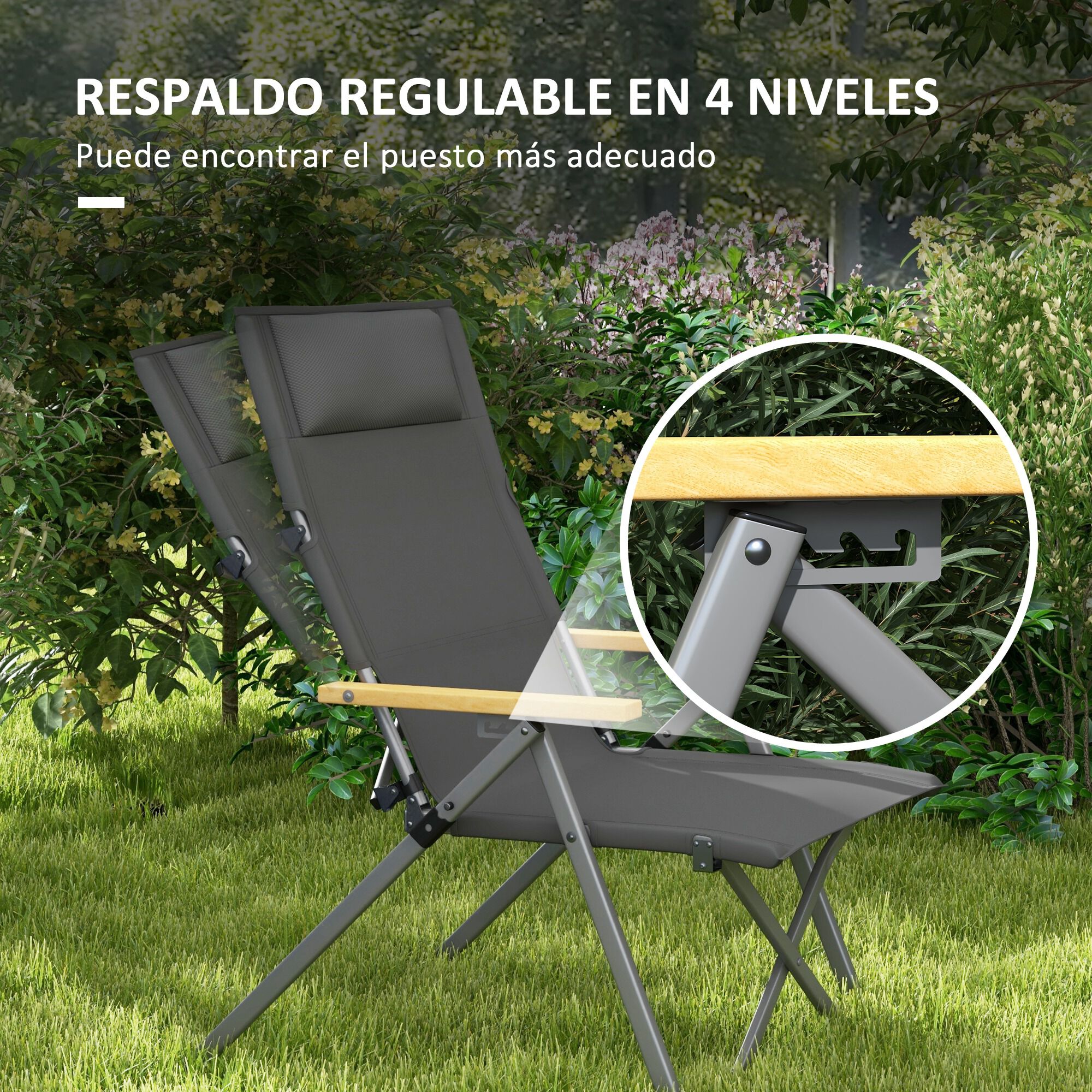 Outsunny Silla de Camping Gris, , large Imagen numero 4