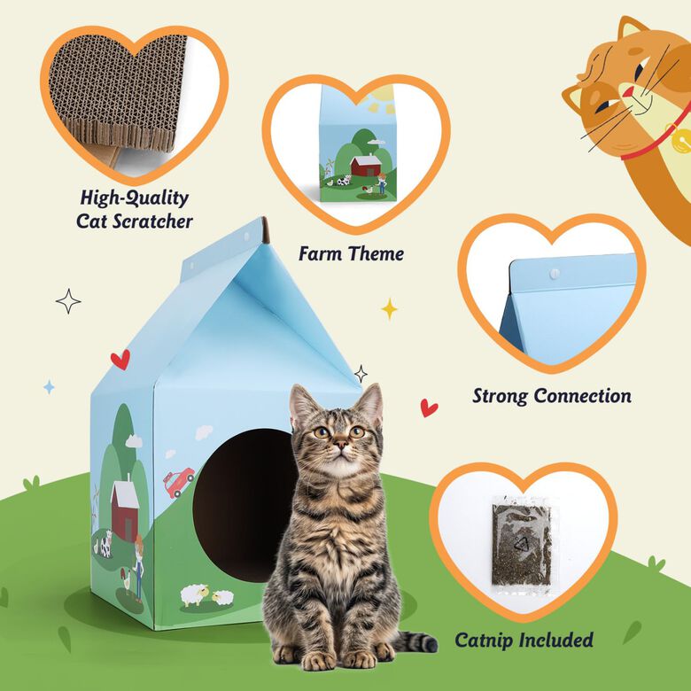 Nobleza Casa para Gatos Cartón con Rascador para Gatos thumbnail