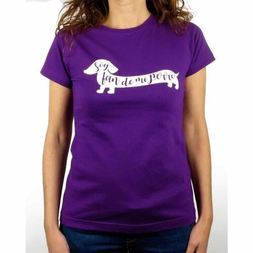 Camiseta mujer &quot;Soy fan de mi perro&quot; color Morado thumbnail