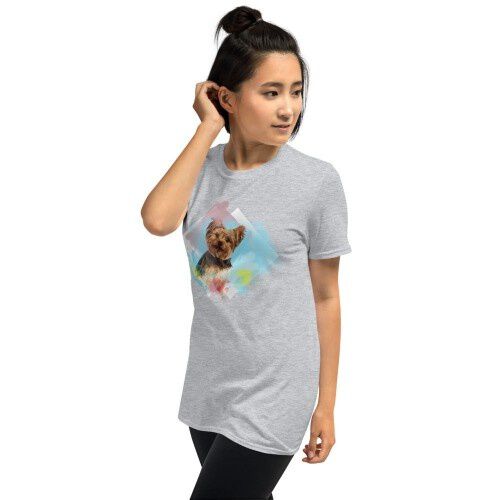 Mascochula camiseta mujer acuarela personalizada con tu mascota gris thumbnail