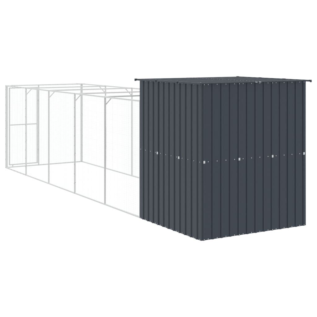 vidaXL Caseta de perros con corral acero galvanizado 165x455x181 cm, , large Imagen numero 16