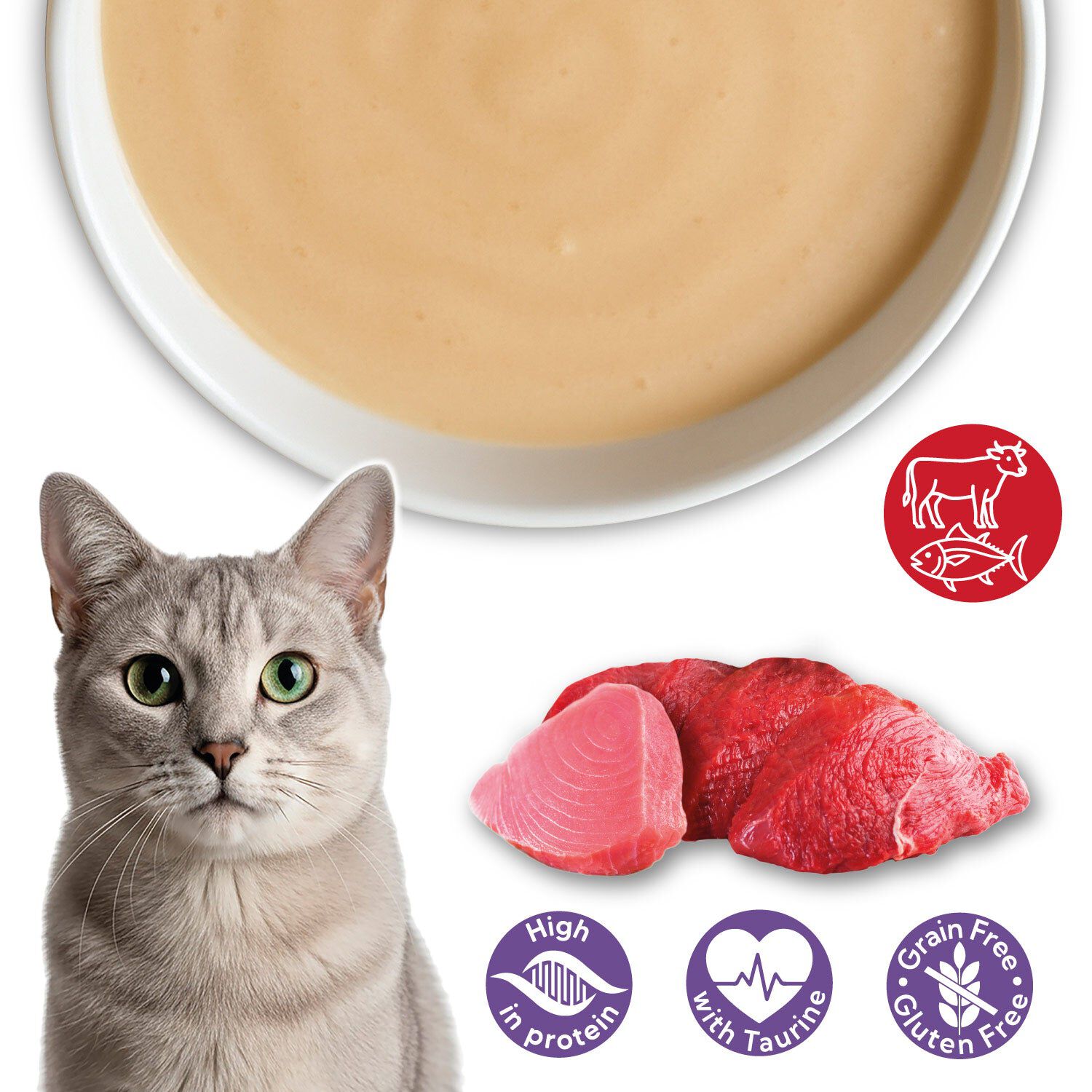 Crema de At&uacute;n y Ternera - Velvet Cream para gatos - 80g, , large Imagen numero 2