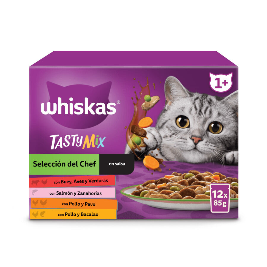 Whiskas Tasty Mix Selección del Chef en Salsa sobre para gatos thumbnail