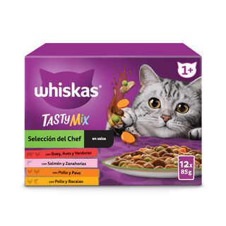Whiskas Tasty Mix Selección del Chef en Salsa sobre para gatos – Multipack 12