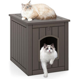 COSTWAY Mueble Arenero para Gatos Medianos, 60 x 47 x 54,5 cm, Cajas de Arena para Gatos con Puerta y Entrada, Refugio Impermeable para Cachorros, Mesa Auxiliar Gato para Sal&oacute;n, Entrada (Gris)