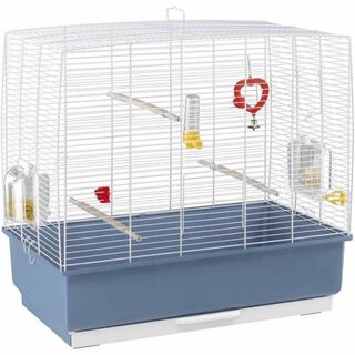 Jaula para pájaros pequeños color Blanco y Azul