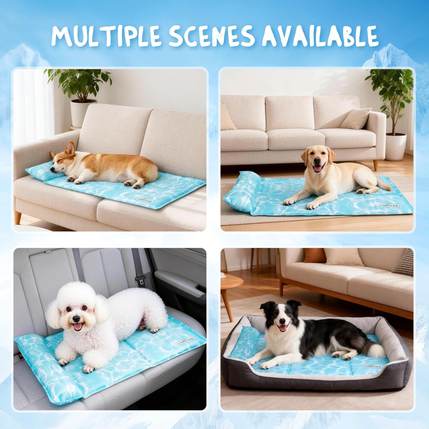 Nobleza Manta Refrescante con Almohada Cervical para Perros y Gatos &ndash; Gel Auto-refrescante sin Agua, Tela Oxford 300D Antidesgarro, 65x50 &ndash; Azul Claro, , large Imagen numero 5