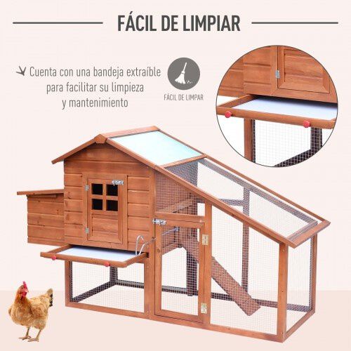 Gallinero PawHut  de madera para exterior color Madera, , large Imagen numero 4