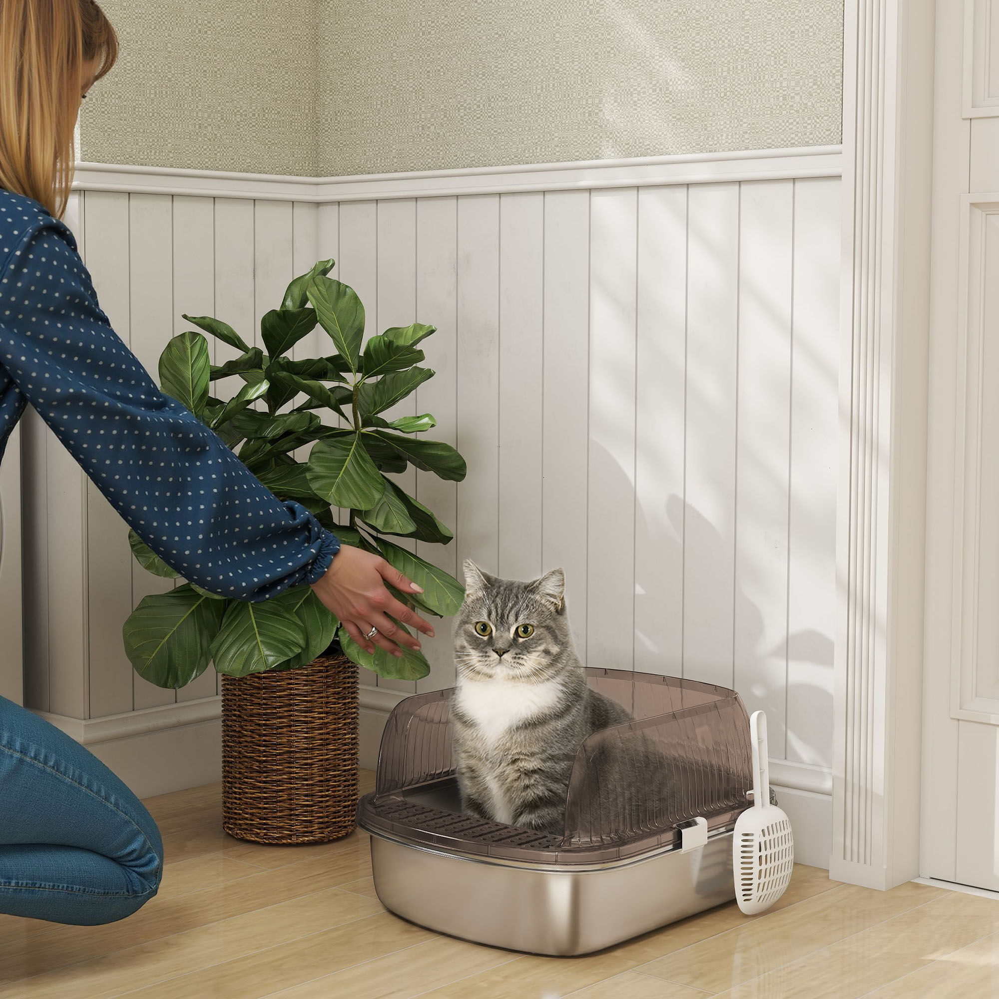 PawHut Arenero Gris para gatos thumbnail