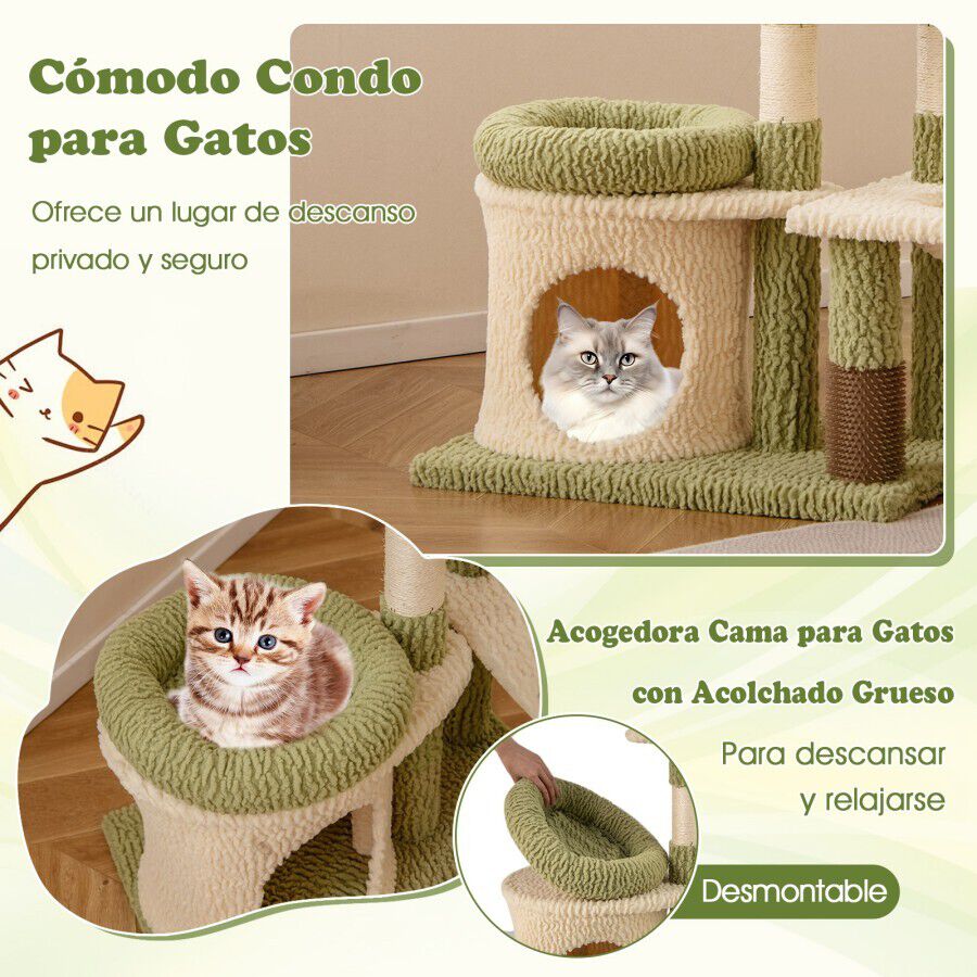 COSTWAY &Aacute;rbol para Gatos de 97 cm, Torre Multinivel Est&eacute;tica para Gatitos con Condo, Cama, Postes de Rascado de Sisal, Auto-Cepillo, Hamaca, Percha, Mobiliario de Escalada para Gatos de Interior &nbsp;, , large Imagen numero 5