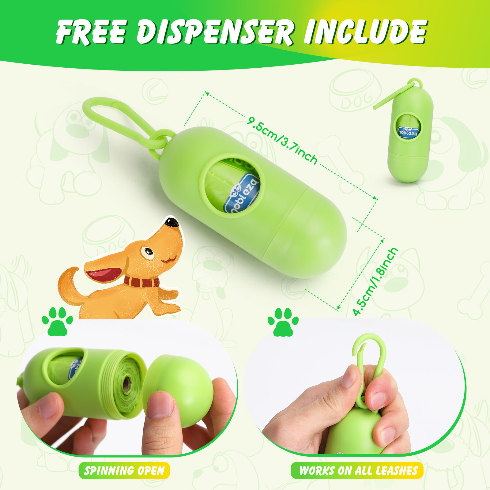 Nobleza Bolsas Biodegradables extragruesas con dispensador para cacas de perro thumbnail