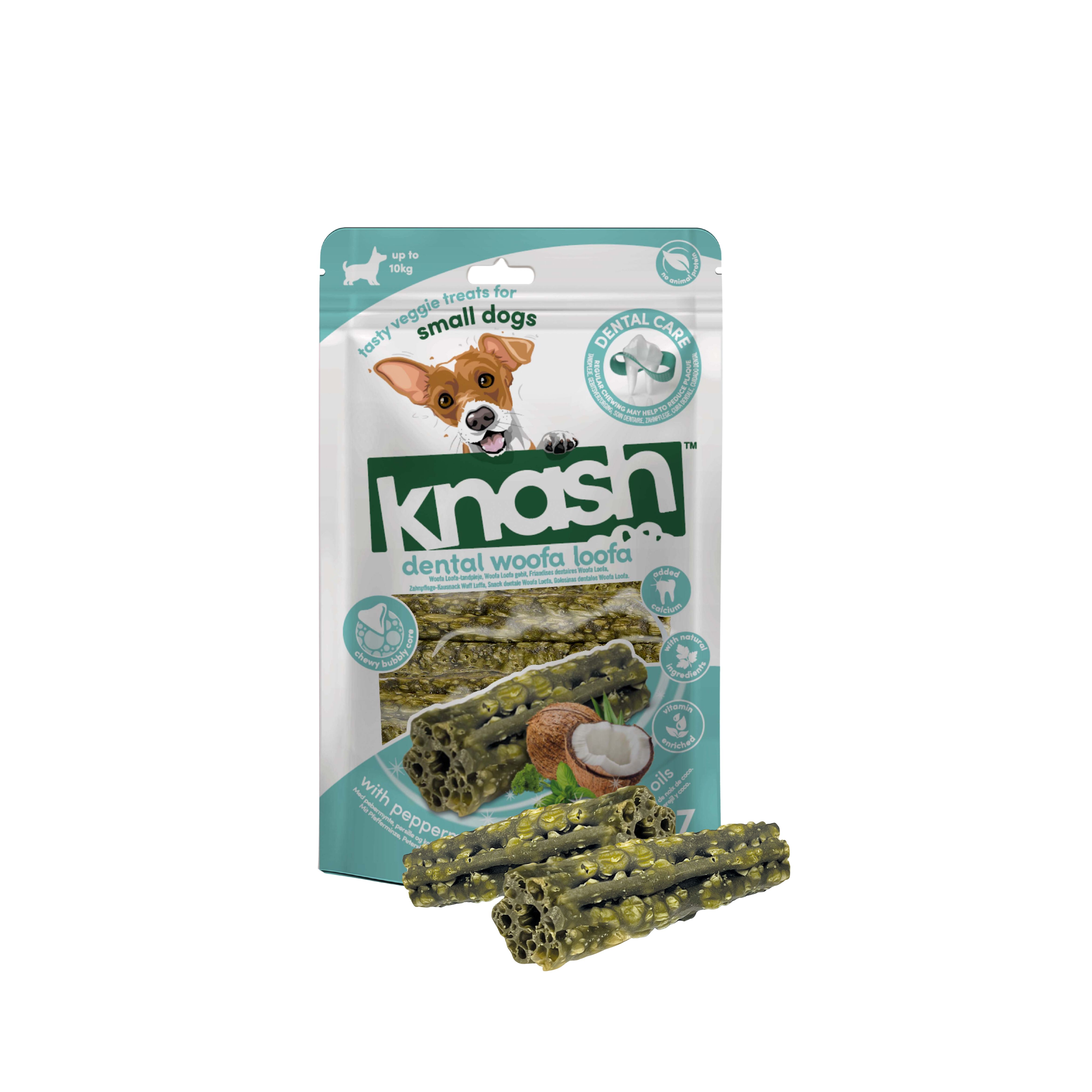 KNASH SNACK DENTAL BARRITAS DE MENTA Y COCO PARA PERRO S o M, 2 bolsas x 7 uds, , large Imagen numero 2