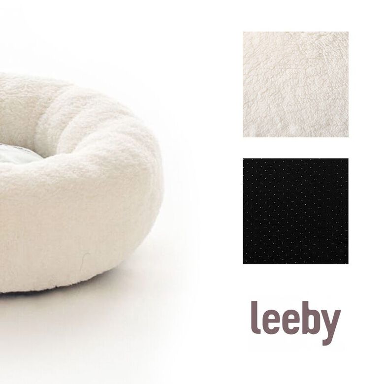 Leeby Cama Redonda Desenfundable Blanca con Ovejitas para gatitos thumbnail