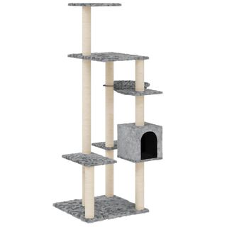 Vida XL Rascador con postes de sisal gris claro (142 cm) para gatos