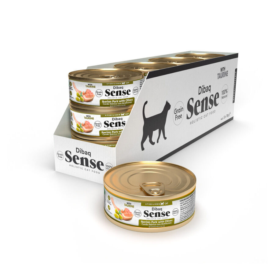 Dibaq Sense Sterilized Gain Free Cerdo Ibérico con Aceitunas lata para gatos thumbnail