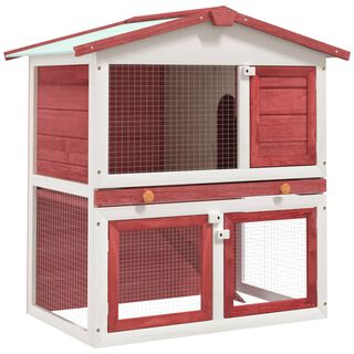 Conejera para exterior de dos plantas color Rojo
