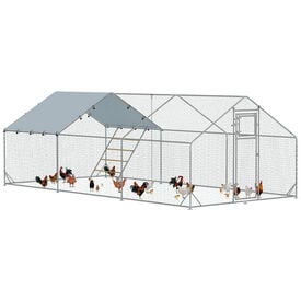 PawHut Gallinero para Exterior Plata