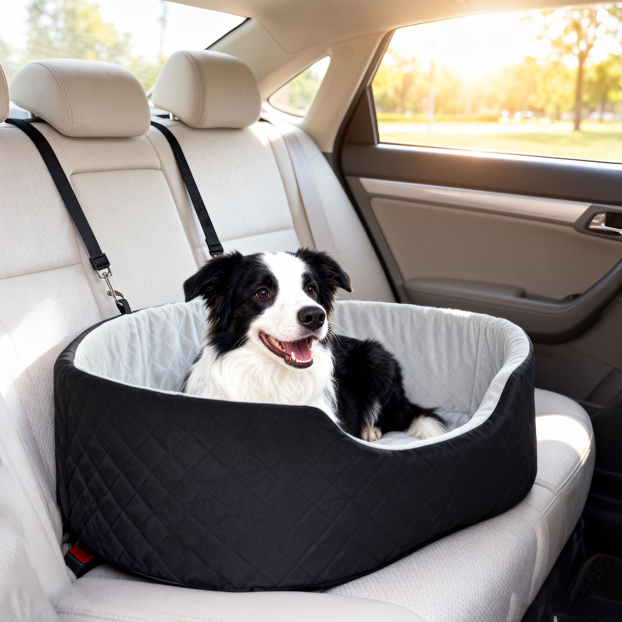 PawHut Asiento Coche Perros Negro, , large Imagen numero 2