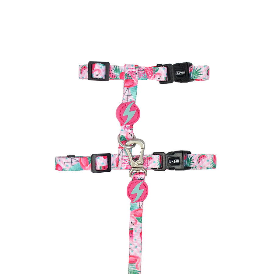 Dashi flamingo arn&eacute;s con correa multicolor para gatos, , large Imagen numero 1