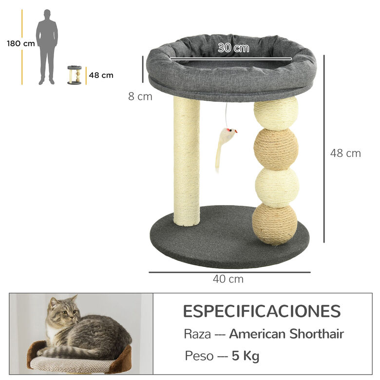 PawHut Árbol Rascador Pequeño con Torre y Centro de Actividades para gatos thumbnail