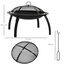 Outsunny Brasero Exterior Ø55 cm Chimenea Hoguera Portátil para Calefacción Barbacoa Terraza Patio Camping Jardín con Cubierta de Malla Atizador de Fuego Negro, , large indicador imagen numero 3