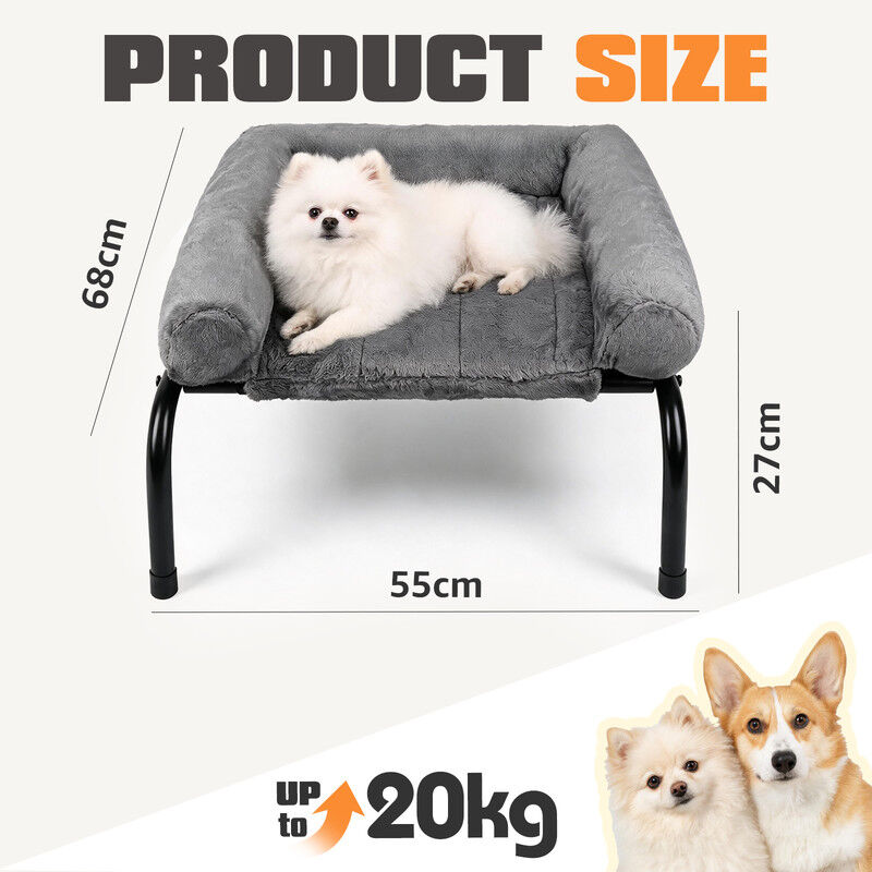Nobleza Cama Elevada Sof&aacute; para Perros (XL-122*71*32cm) - Cama 2 en 1 Invierno/Verano con Coj&iacute;n de Felpa Desmontable, Cama T&eacute;rmica y Transpirable para Exterior e Interior, Gris, , large Imagen numero 11