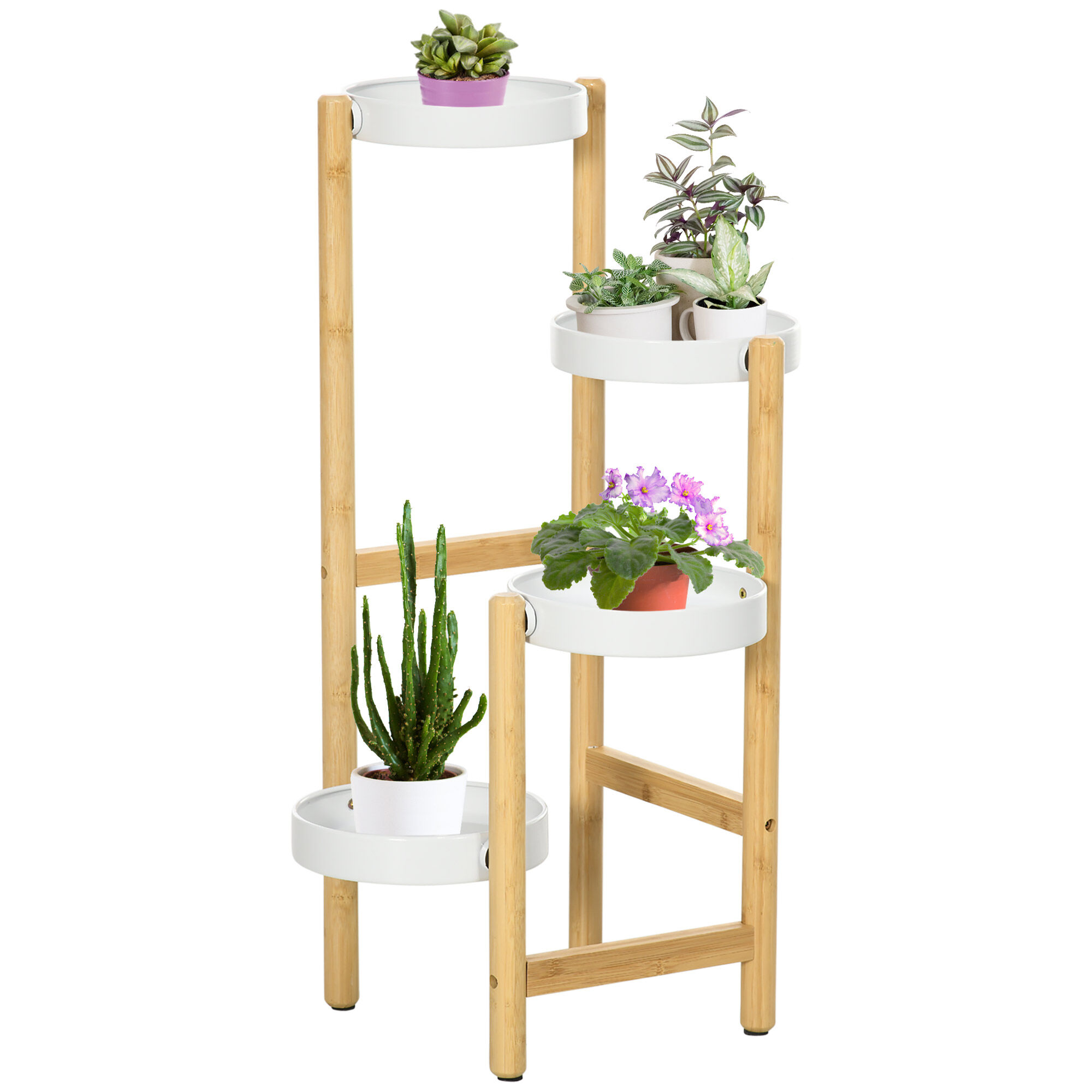 Outsunny Soporte Para Plantas Natural Y Blanco