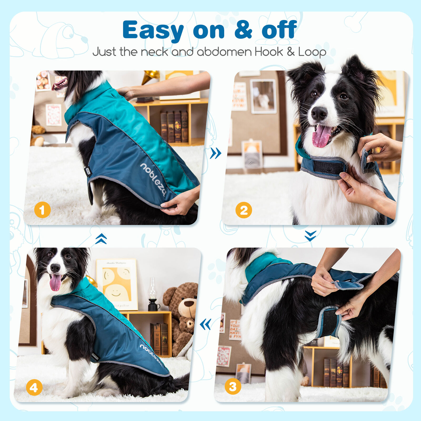 Nobleza Abrigo para Perro Impermeable, Chaquetas Abrigada de Invierno para Perros Mediano Grande, Ropa Reflectante para Perros, Chaleco para Perros Resistente al Viento (Azul, XL), , large Imagen numero 5