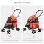 PawHut Cochecito para Mascotas Plegable Carrito para Perros y Gatos con Ventanas de Malla Cojín Lavable Correas de Seguridad Cubierta de Tela Oxford y Marco de Acero 82x47x97 cm Rojo., , large indicador imagen numero 5