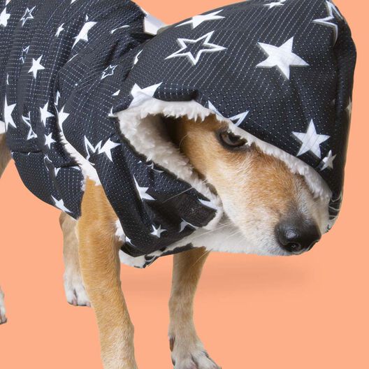 Outech Chubasquero de estrellas con borreguito para perros, , large image number null