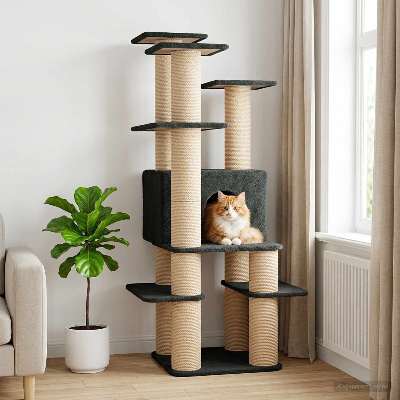 vidaXL &Aacute;rbol para gatos con postes de sisal Muebles Gatos &Aacute;rbol Interior, , large Imagen numero 2