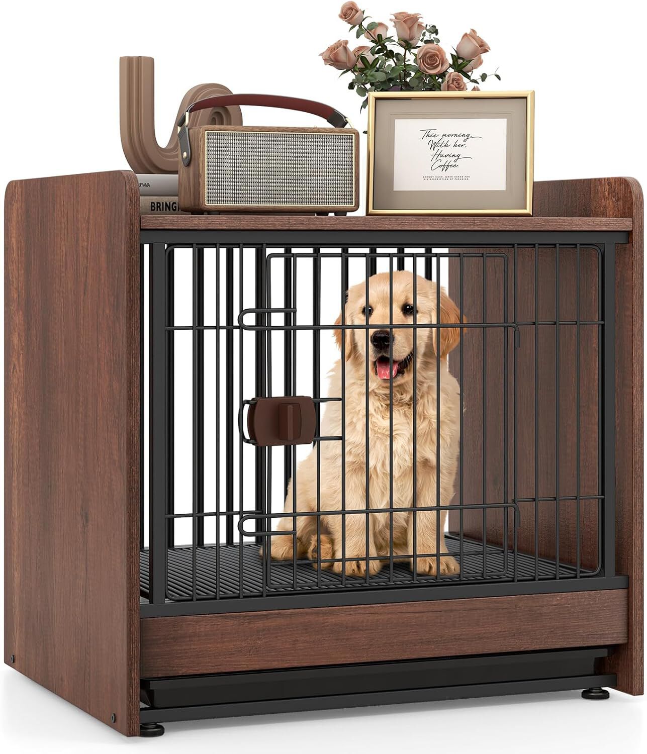 COSTWAY Jaulas Diseño 2 en 1 con Bandeja Extraíble para Perros thumbnail