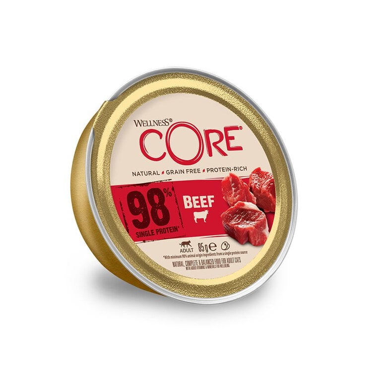 24 tarrinas x 85 g Wellness Core Adult Single Protein Ternera tarrina para gatos ¡Pack ahorro!