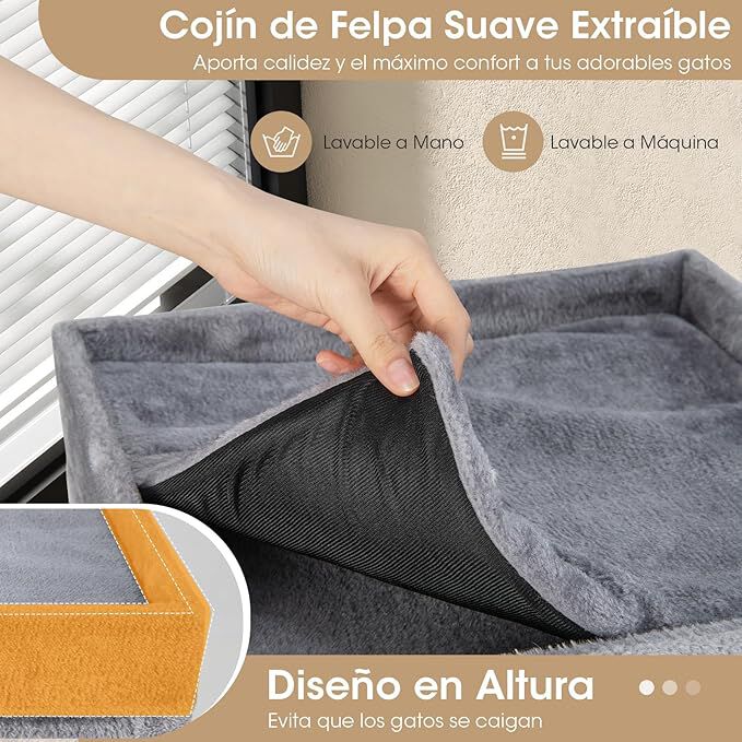 COSTWAY Casa para Gatos de 3 Pisos, Condo para Gatos en Forma de Barril con 3 Escondites y Postes Rascadores de Sisal, 4 Suaves Cojines de Felpa Extra&iacute;bles, Moderno Mueble para Gato de Interior, , large Imagen numero 3