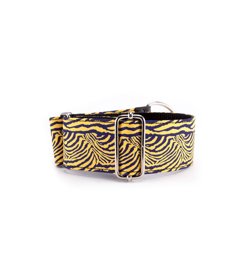 Pamppy galgo speedy collar regulable con estampado de cebra amarillo para perros, , large Imagen numero 2